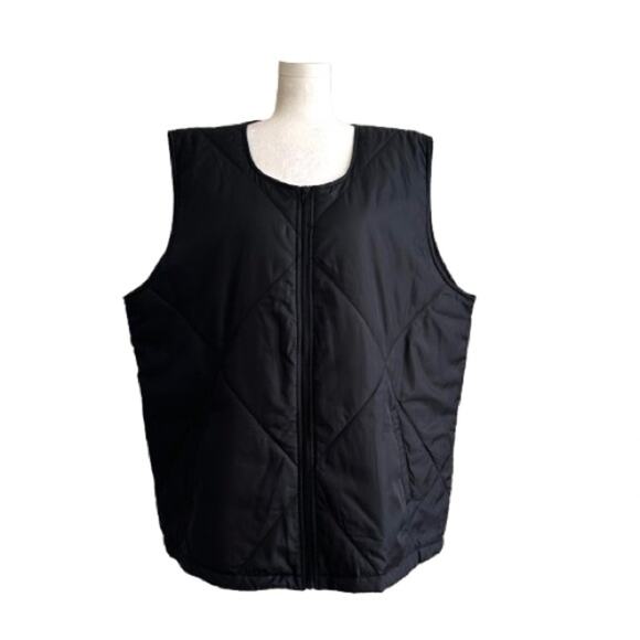 Socialite Vest Coat Black Quilted Front Zip Lightweight Boxy Puffer Plus 2X NEW - Picture 1 of 13